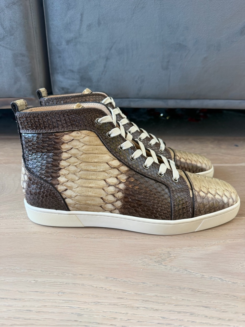 Christian Louboutin snakeskin Louis rantus orlato sz 46.5 13.5 new brown